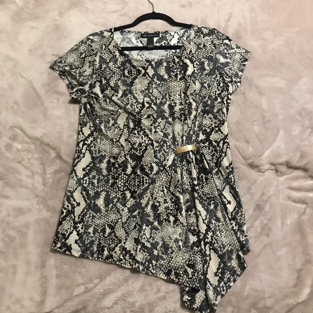 INC International Concepts Large Black and Tan/Beige Snake Print Blouse